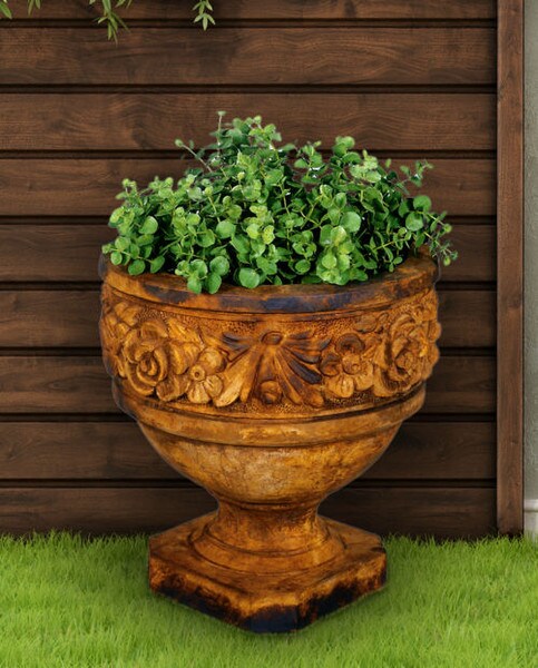 Flower Relief Garden Pot Planter Cement Vase Heavy Duty Statuary